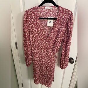 Elodie New Burgundy Floral Long Sleeve Dress